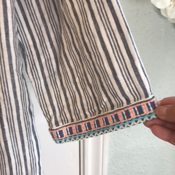 J Jill Love Linen Embroidered Striped Tunic Top Size M - Picture 8 of 11